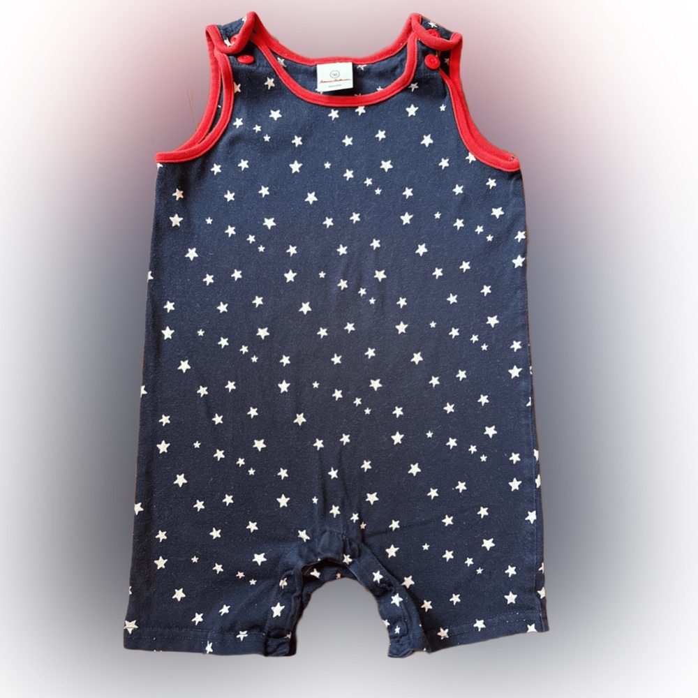 Hanna Andersson Star Print 4th of July Romper size 18-24 months